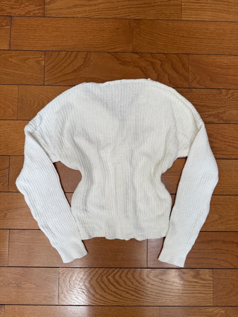 Express Ivory Twist-Front Ribbed Cardigan - Picture 4 of 4